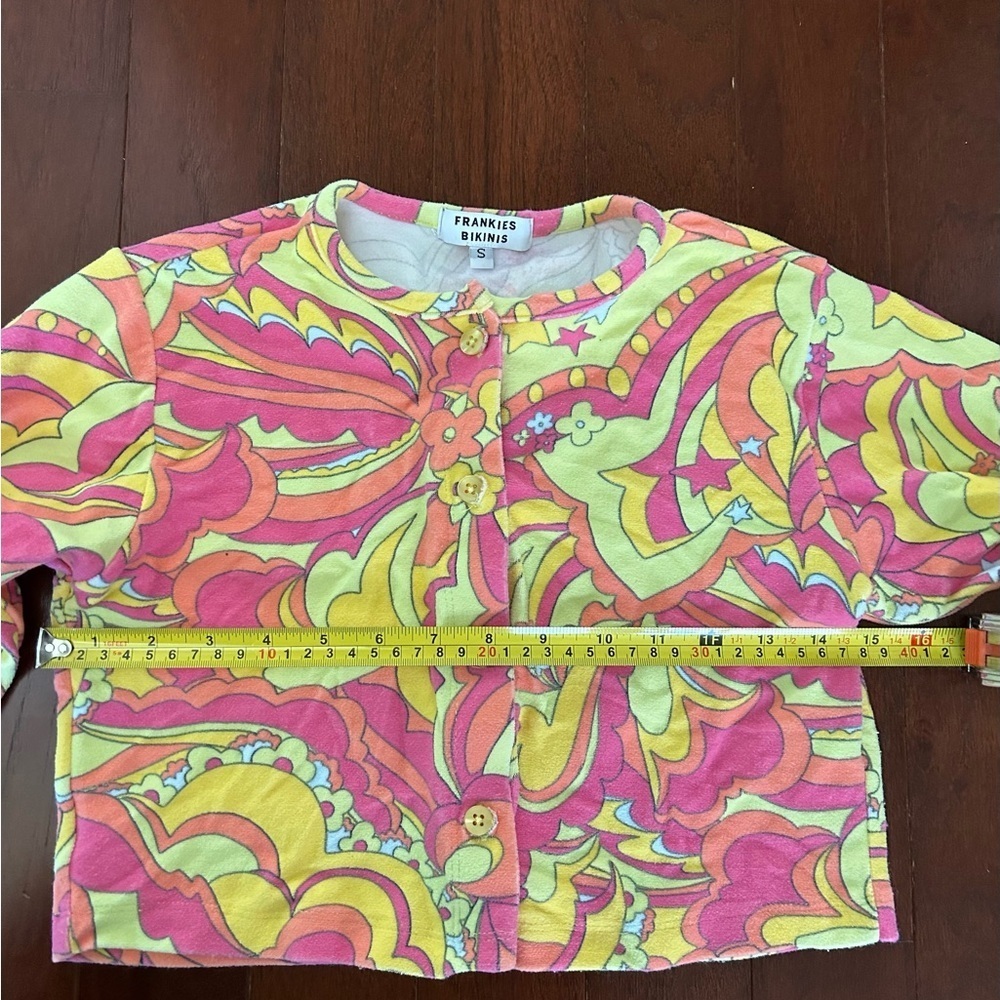 Frankie's Bikinis Top and Button Down Mini Cardigan Size S Bright Multi Color - Picture 10 of 14